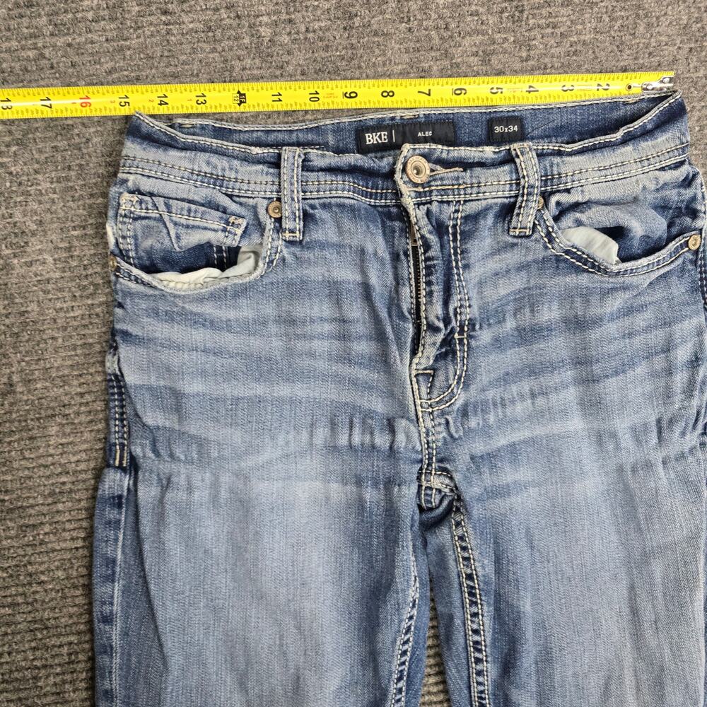 BKE Alec Jeans Mens 30x34 Blue Straight Stretch Denim Medium Wash Buckle - Picture 7 of 8
